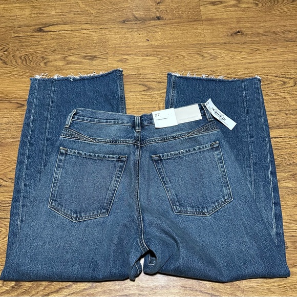 Citizens Of Humanity Dark Blue Bisou Crop raw hem mid rise wide leg Jeans 27 NWT - Picture 8 of 15